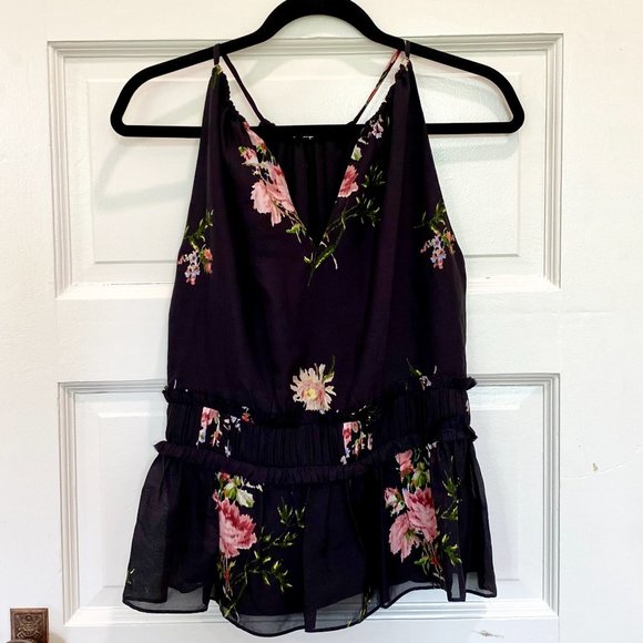 NWT JOIE || SHAWNETTE FLORAL IN CAVIAR - Picture 1 of 5